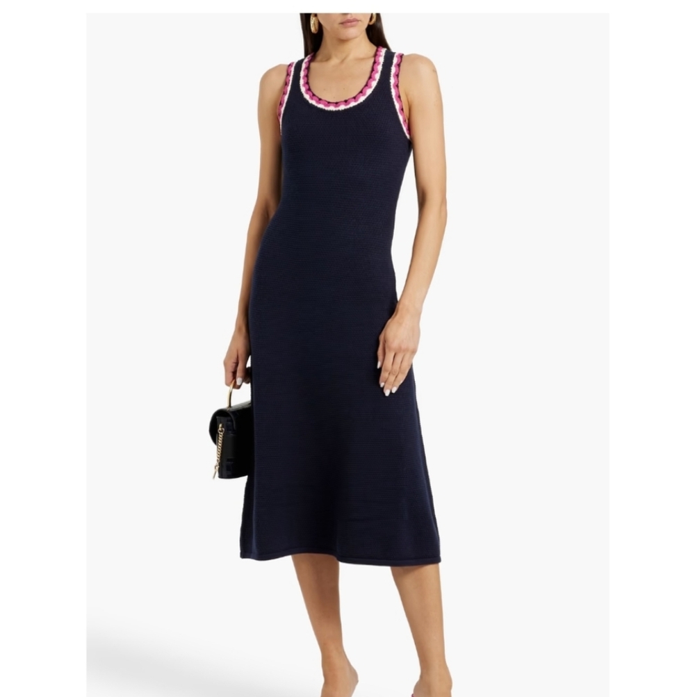 Veronica beard Ashlan Knit Scoop-Neck Midi Dress Sz M